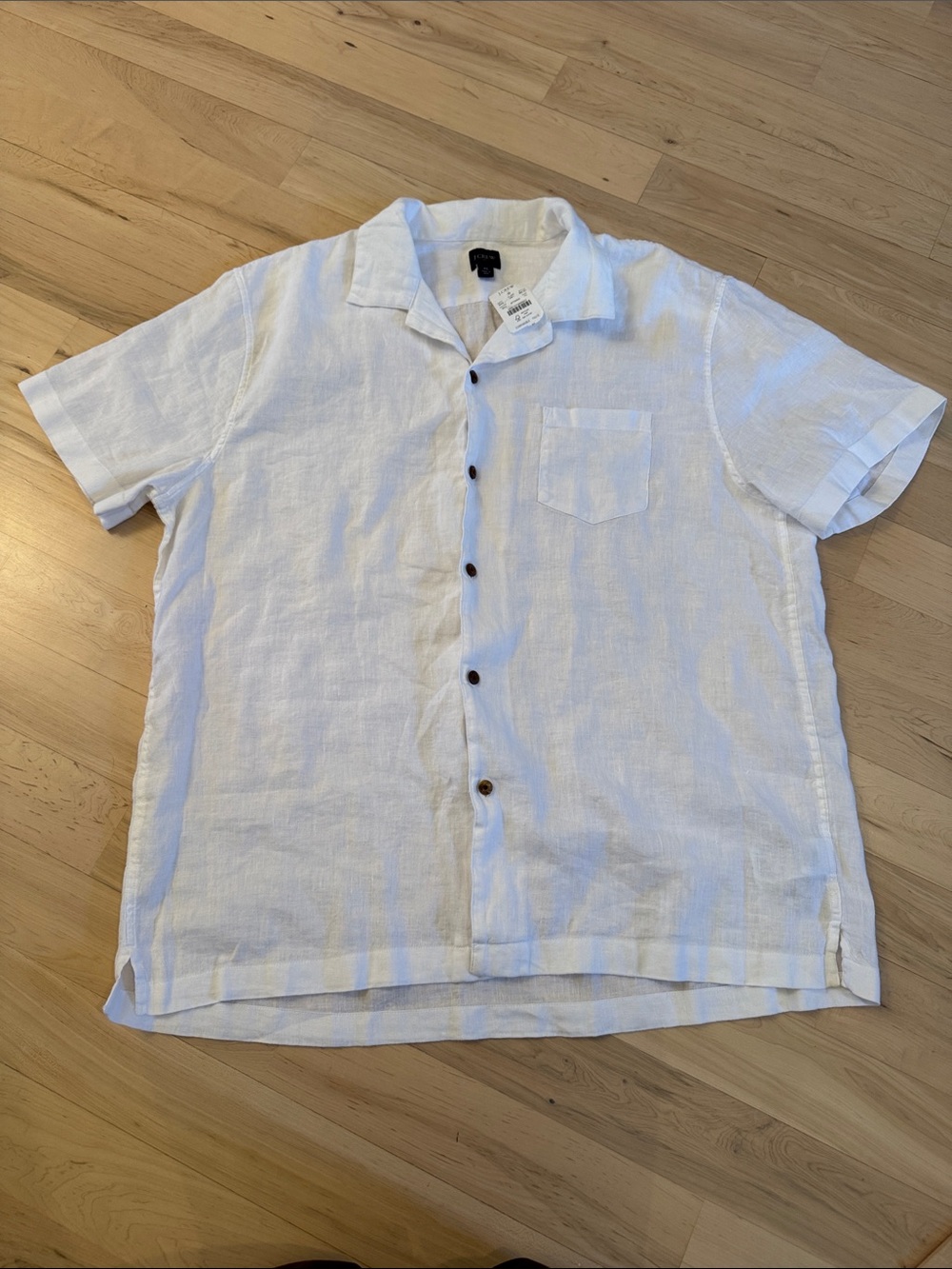 White J.Crew Factory short-sleeve shirt  lightweight linen/Cotton-New-XL-Travel